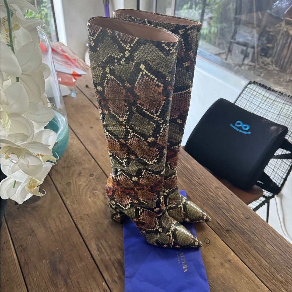 Aquazzura
Snakeskin Animal Print Boots 37 NEW